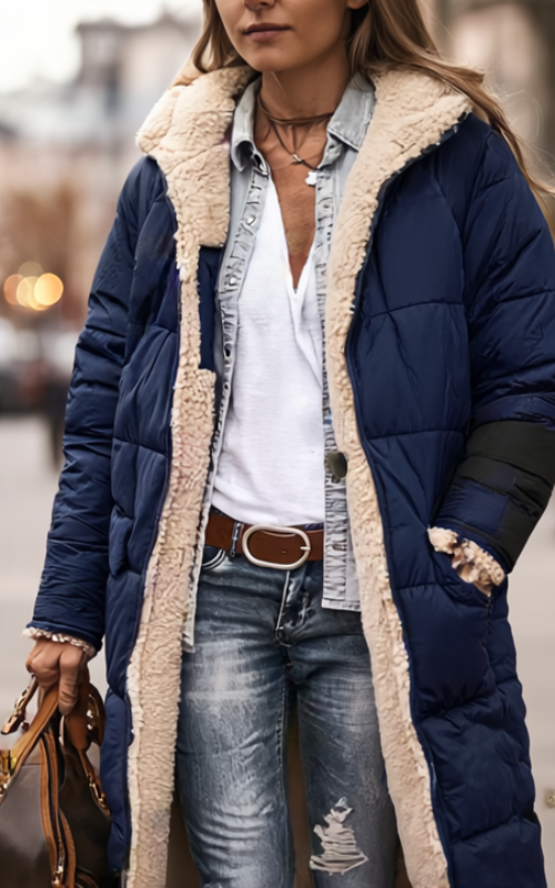 Theodora Płaszcz Damski – Elegancki i Ciepły Dwustronny Płaszcz o Uniwersalnym Stylu