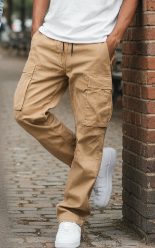Lance Spodnie Męskie – Szerokie Spodnie Cargo o Prostej Nogawce, Wygodne i Modne