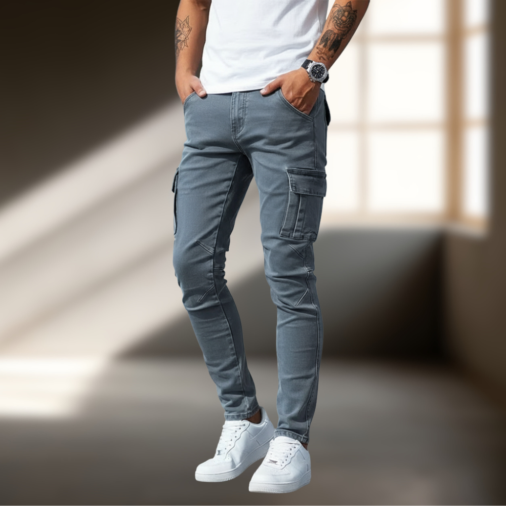 Francois Spodnie Męskie – Wygodne i Nowoczesne Elastyczne Jeansowe Spodnie Cargo