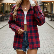 Ley Koszula Damska – Elegancka Koszula w Kratę z Długim Rękawem w Swobodnym, Szykownym Stylu