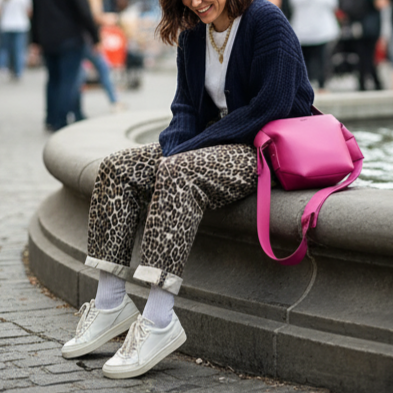 Kaeli Jeans Damskie – Modny Wzór w Panterkę & Wygodny Krój