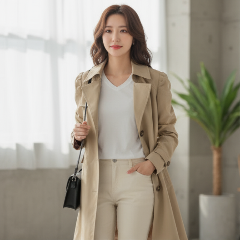 Livia Płaszcz Damski – Elegancki, Wodoodporny Trencz w Klasycznym i Ponadczasowym Stylu