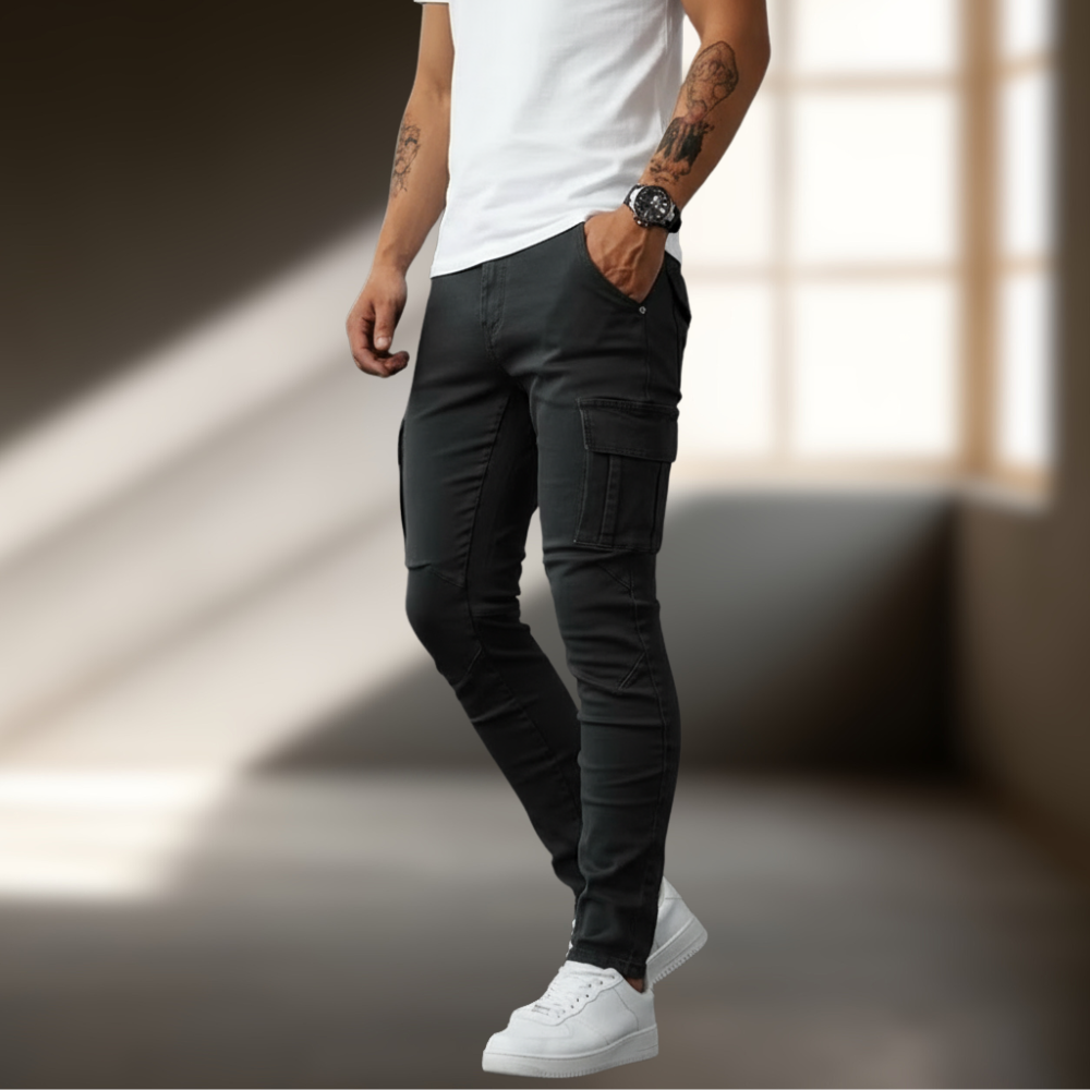 Francois Spodnie Męskie – Wygodne i Nowoczesne Elastyczne Jeansowe Spodnie Cargo