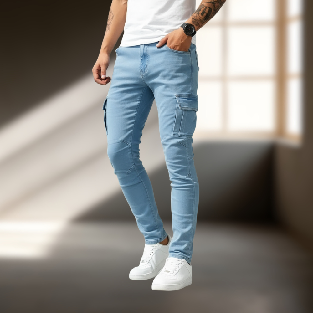 Francois Spodnie Męskie – Wygodne i Nowoczesne Elastyczne Jeansowe Spodnie Cargo