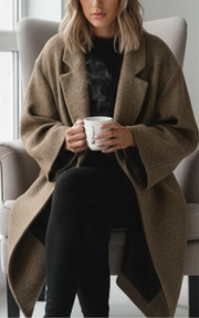 Celia Płaszcz Damski – Długi z Mieszanki Wełny, Elegancki i Nowoczesny Krój Oversize