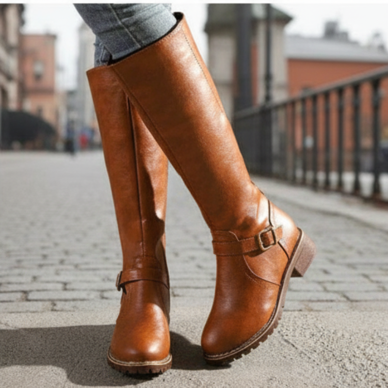 Megan Wysokie Botki Damskie – Wygodny Obcas Słupkowy & Elegancki Okrągły Nosek