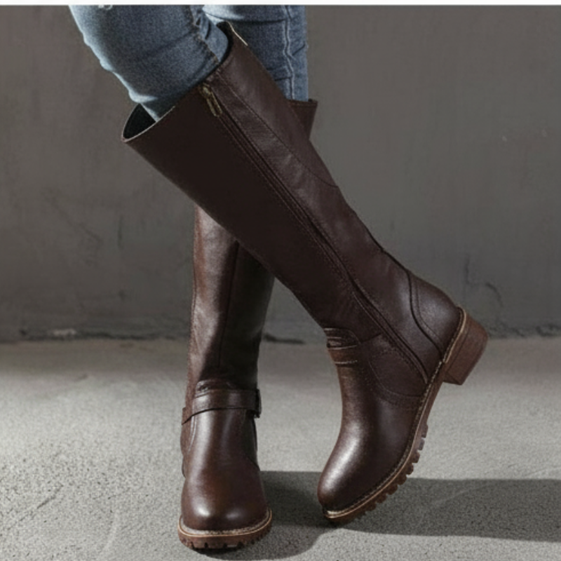 Megan Wysokie Botki Damskie – Wygodny Obcas Słupkowy & Elegancki Okrągły Nosek