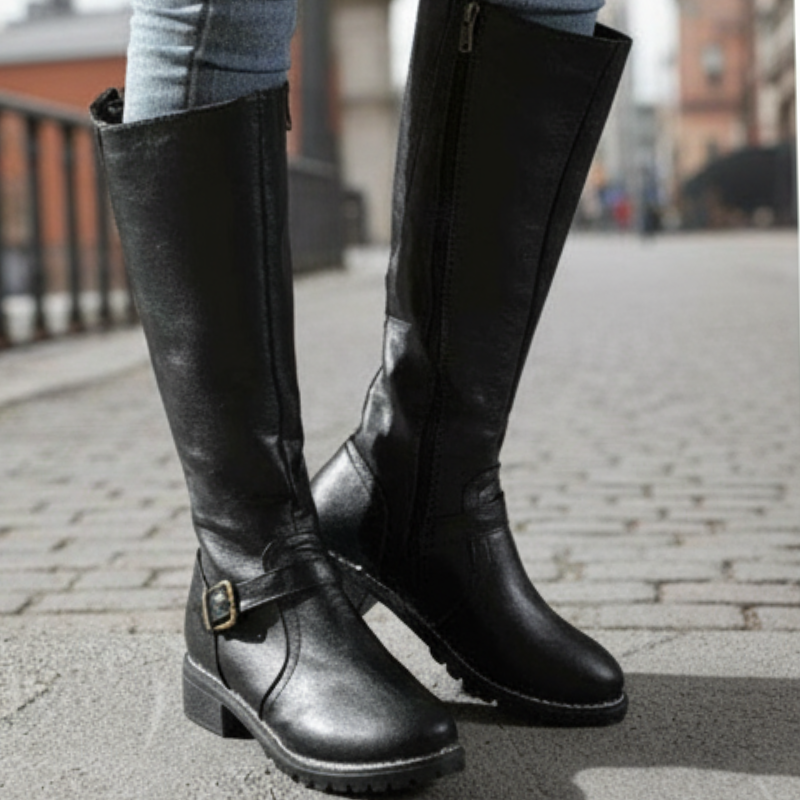 Megan Wysokie Botki Damskie – Wygodny Obcas Słupkowy & Elegancki Okrągły Nosek