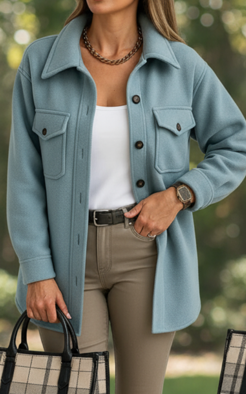 Kayleigh Koszula Damska Oversize – Beżowa o Prostej Linii, Styl Elegancki i Swobodny