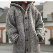 Lylia Długi Kardigan Damski – Miękka Dzianina z Kapturem & Elegancki Wygodny Styl