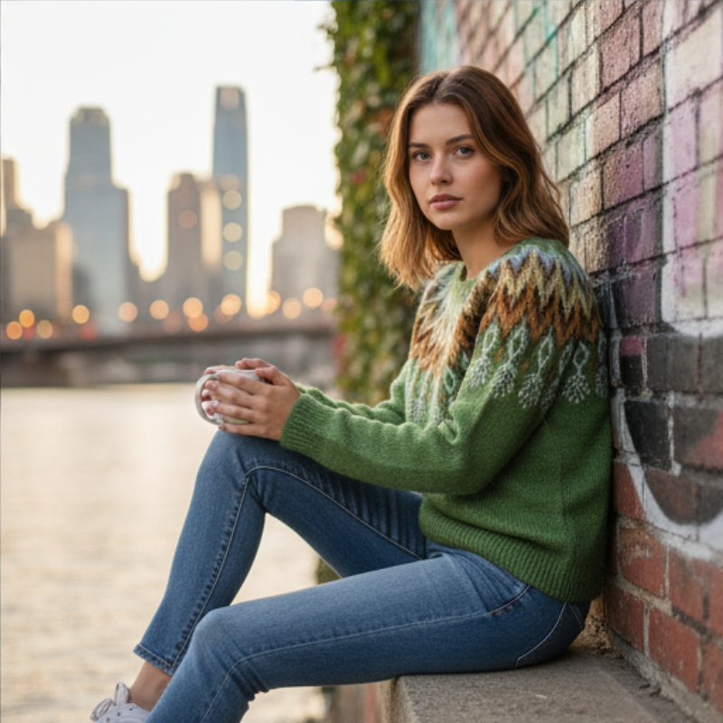 Freyja Sweter Damski – Zimowy z Miękkiej Dzianiny, Styl Casual & Komfort