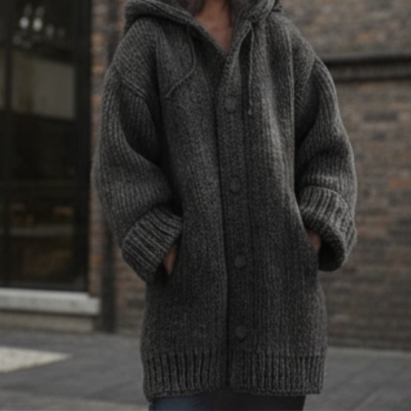 Lylia Długi Kardigan Damski – Miękka Dzianina z Kapturem & Elegancki Wygodny Styl