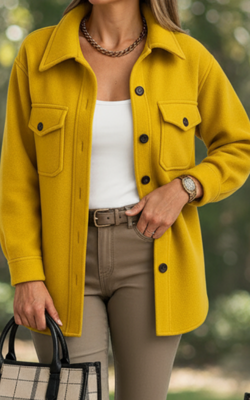 Kayleigh Koszula Damska Oversize – Beżowa o Prostej Linii, Styl Elegancki i Swobodny