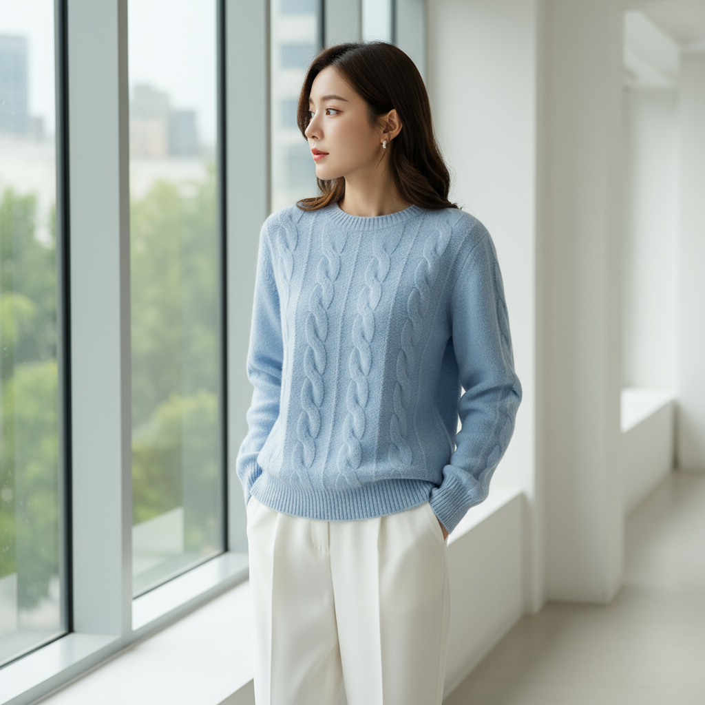 Bridget Sweter Warkoczowy – Wełna i Kaszmir, Miękki i Elegancki dla Optymalnego Komfortu