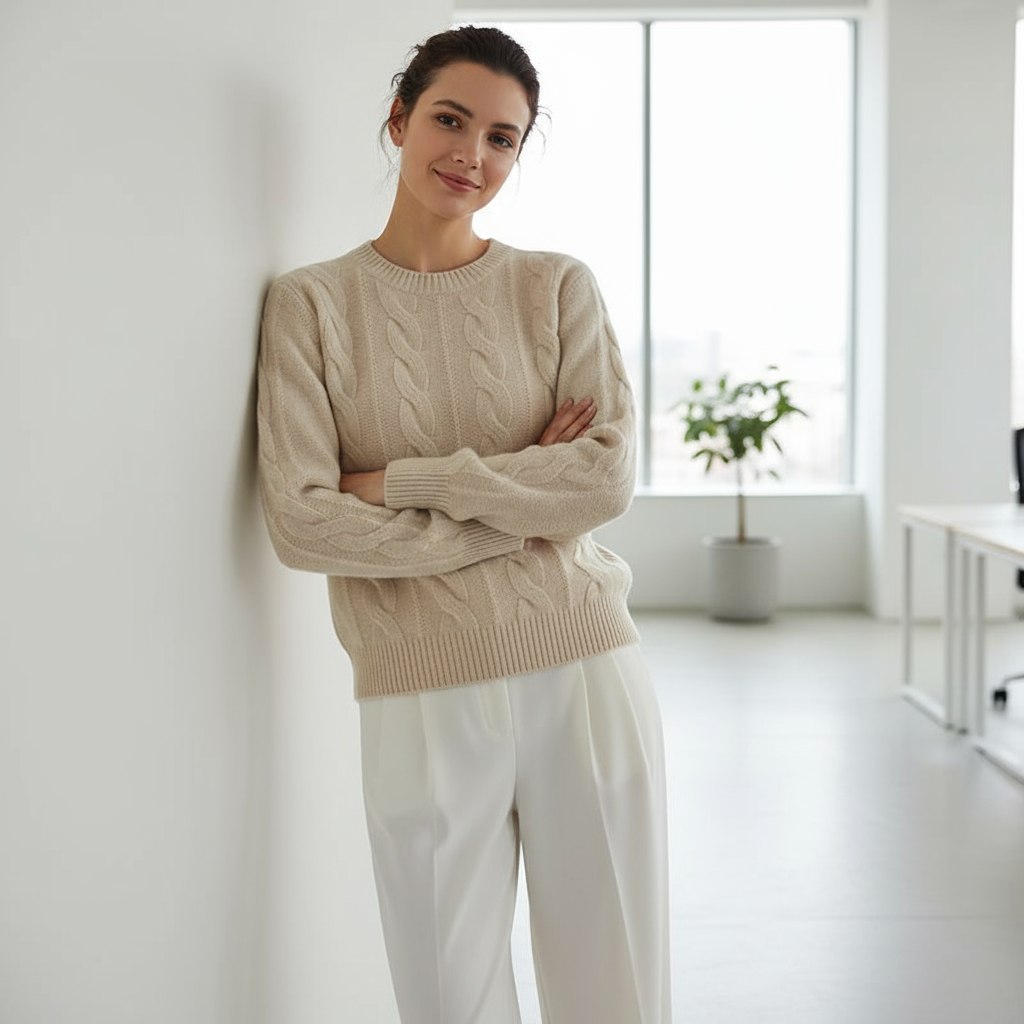Bridget Sweter Warkoczowy – Wełna i Kaszmir, Miękki i Elegancki dla Optymalnego Komfortu