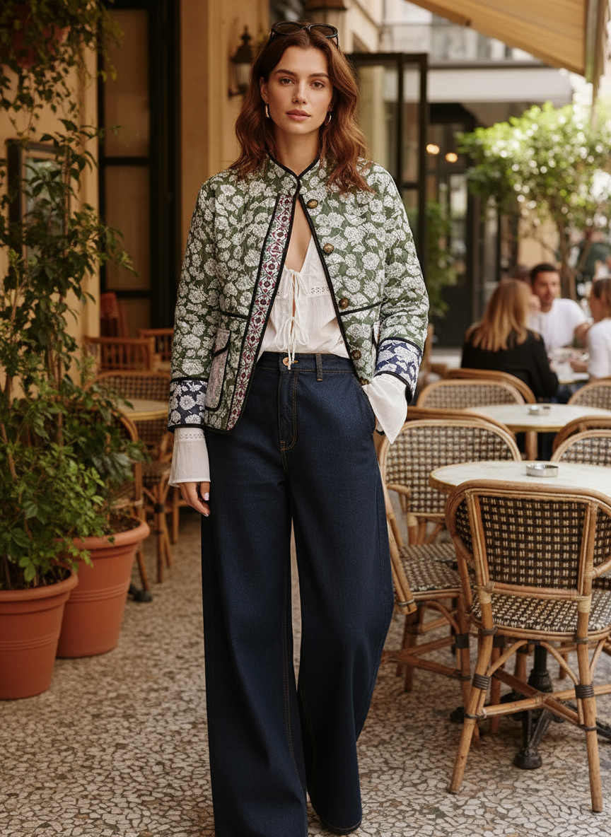 Lennox Pikowana Kurtka w Kwiaty – Wielokolorowa, Boho i Autentyczna dla Unikalnego Stylu