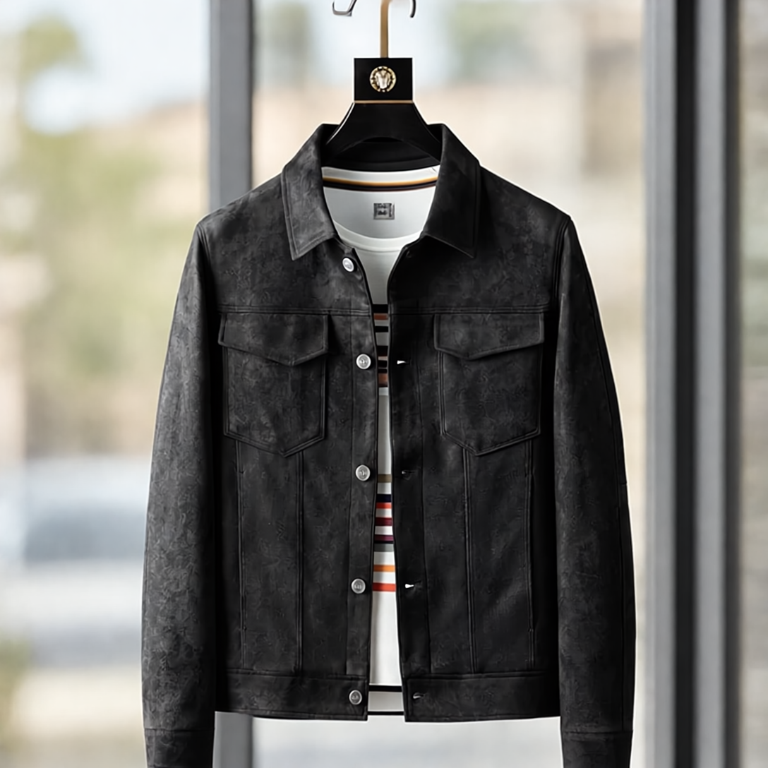 Alaric Kurtka Męska z Zamszu – Eleganckie Guziki, Wyrafinowany Kołnierz & Klasyczny, Swobodny Styl