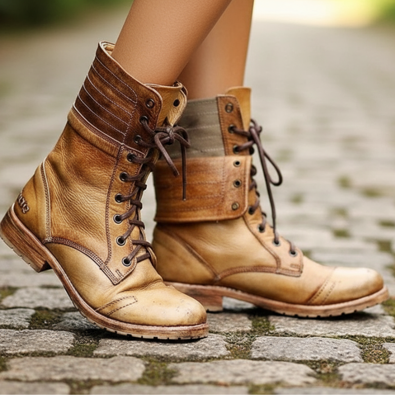 Ambre Botki Damskie – Eleganckie i Wygodne Skórzane Botki Sznurowane w Nowoczesnym Stylu
