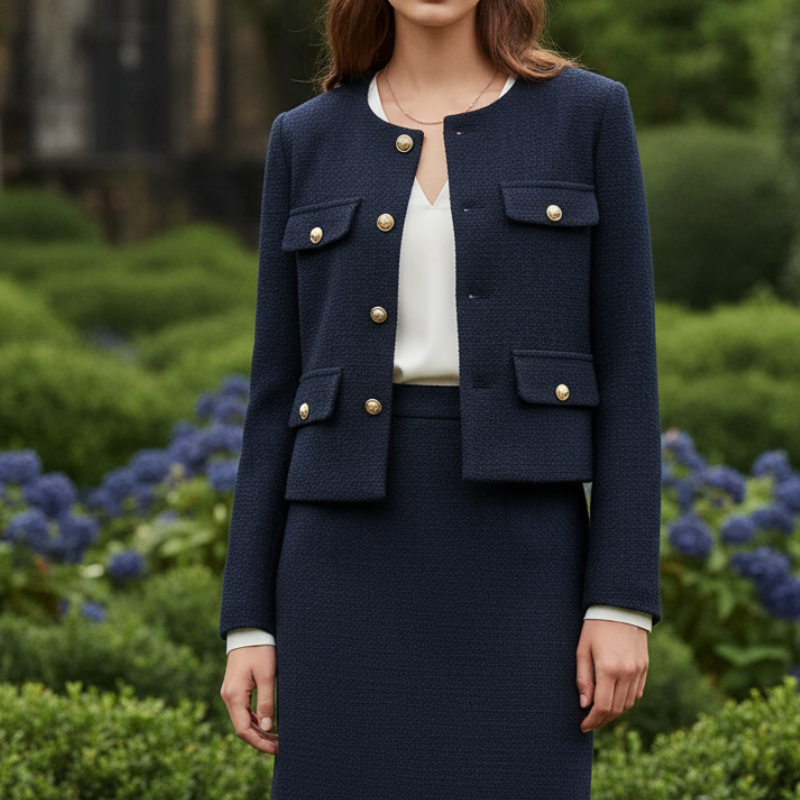 Maisy Płaszcz Damski – Klasyczny Elegancki Płaszcz z Modnymi Ozdobnymi Guzikami