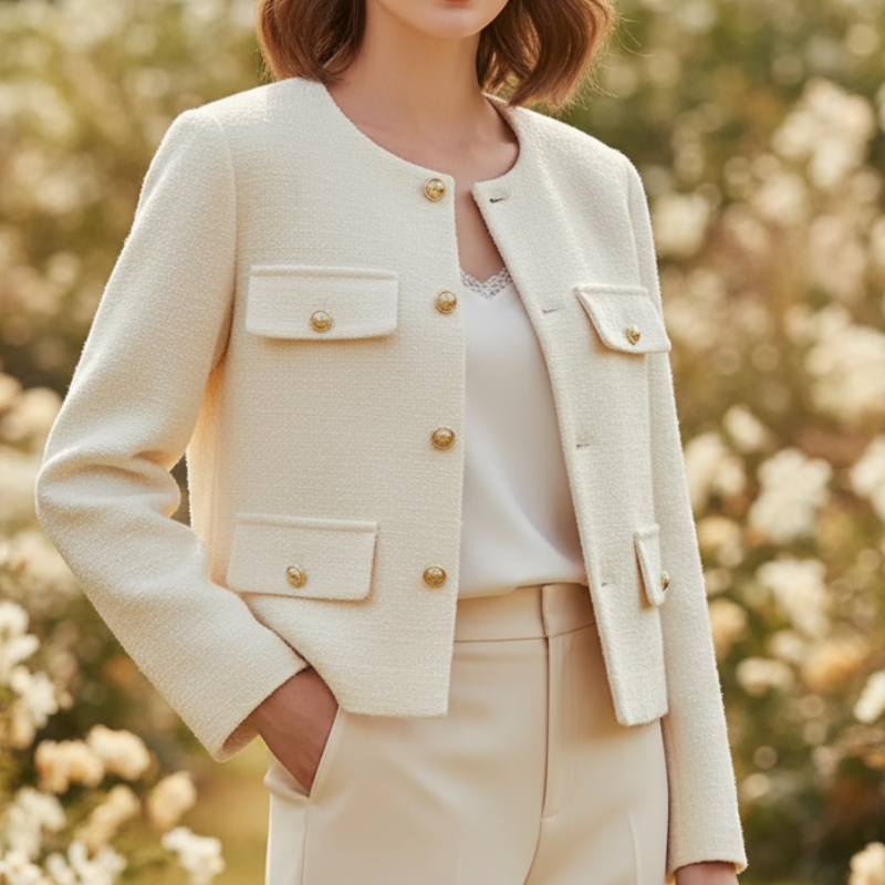 Maisy Płaszcz Damski – Klasyczny Elegancki Płaszcz z Modnymi Ozdobnymi Guzikami