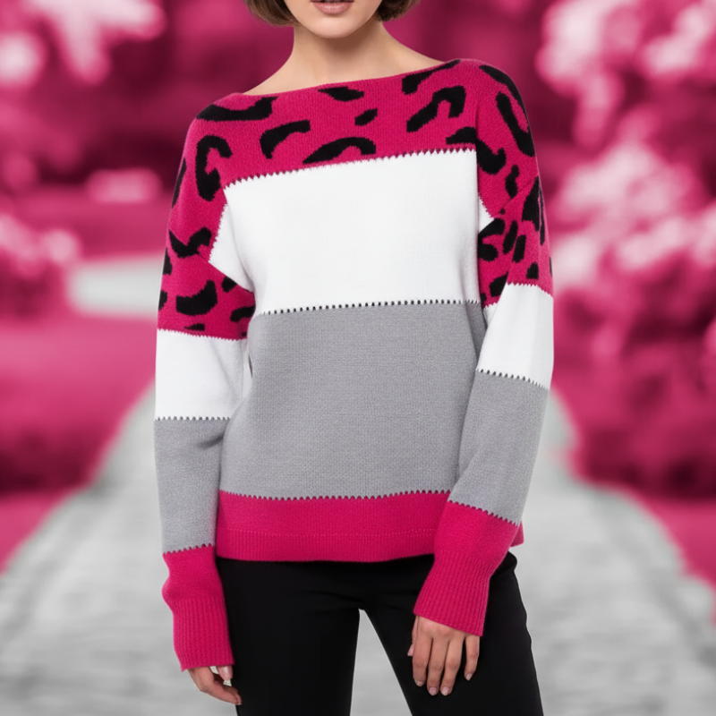 Alianna Bluza Damska – Stylowa Bluza z Miękkiego Polaru w Panterkę, Wygodna i Casualowa