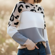 Alianna Bluza Damska – Stylowa Bluza z Miękkiego Polaru w Panterkę, Wygodna i Casualowa