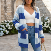 Alia Kardigan Damski – Elegancki Sweter w Kratę z Modnymi Rękawami w Stylu Latarenki