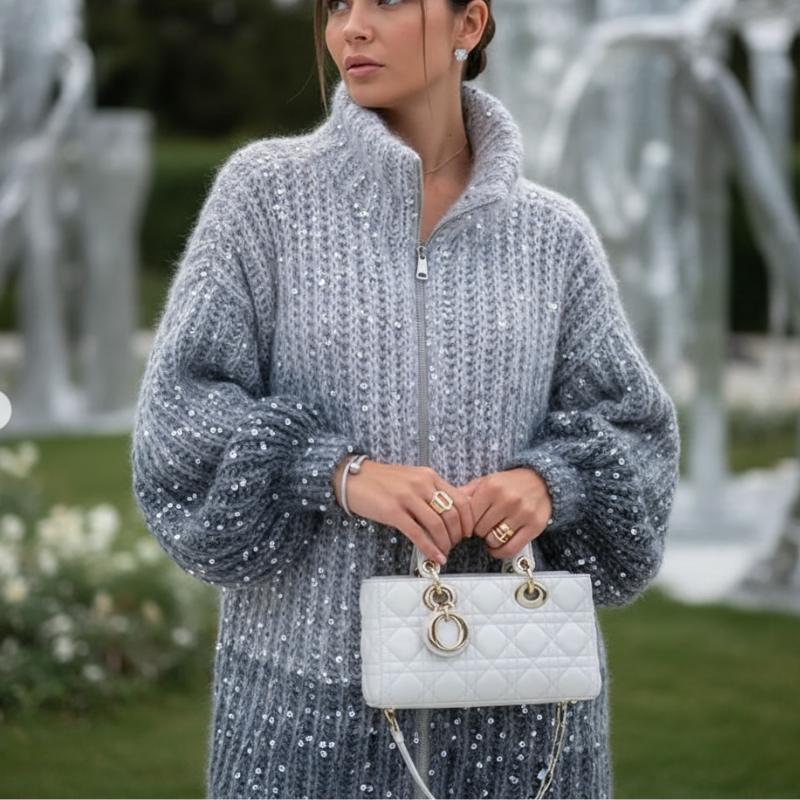 Sol Kardigan Damski – Elegancki Sweter z Cekinami, Wygodny i Wyrafinowany