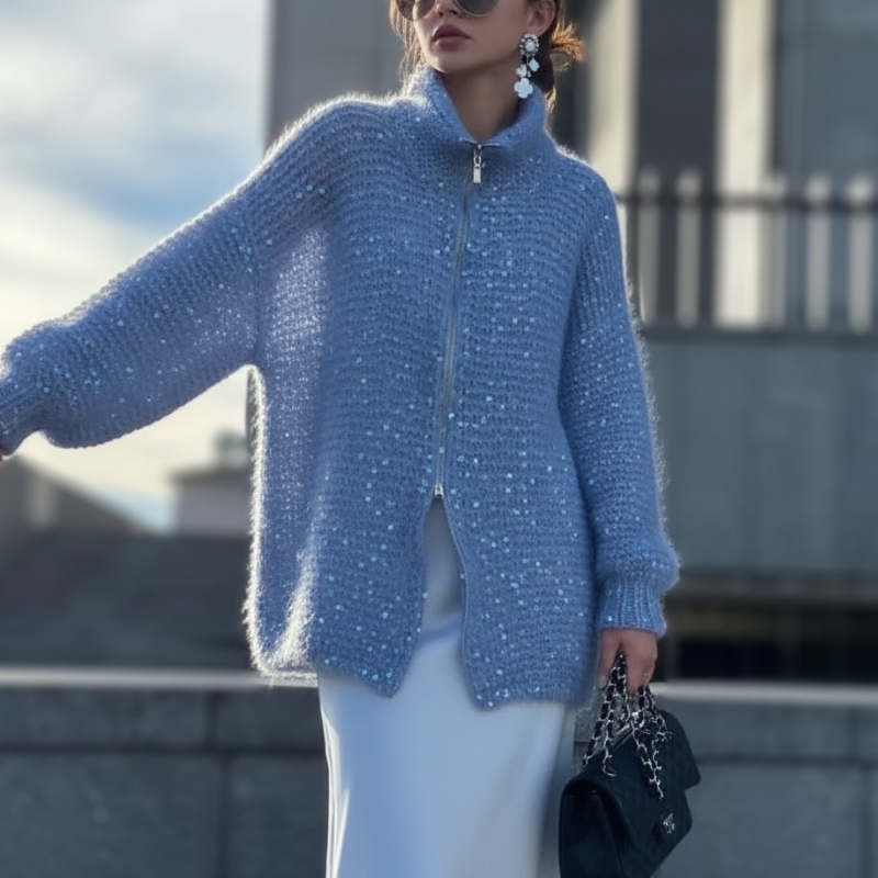 Sol Kardigan Damski – Elegancki Sweter z Cekinami, Wygodny i Wyrafinowany