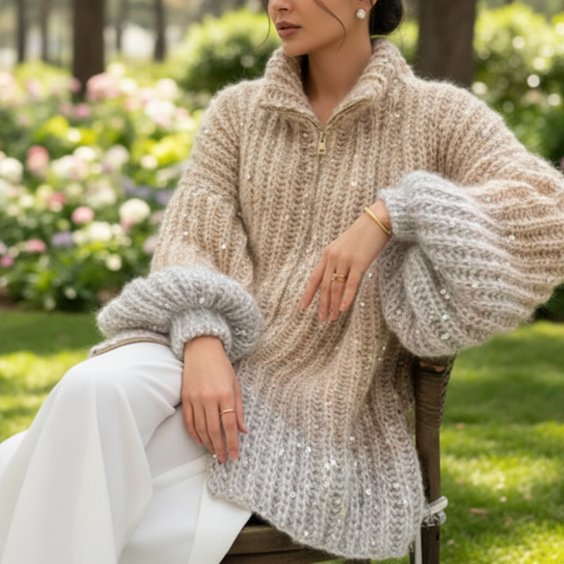 Sol Kardigan Damski – Elegancki Sweter z Cekinami, Wygodny i Wyrafinowany