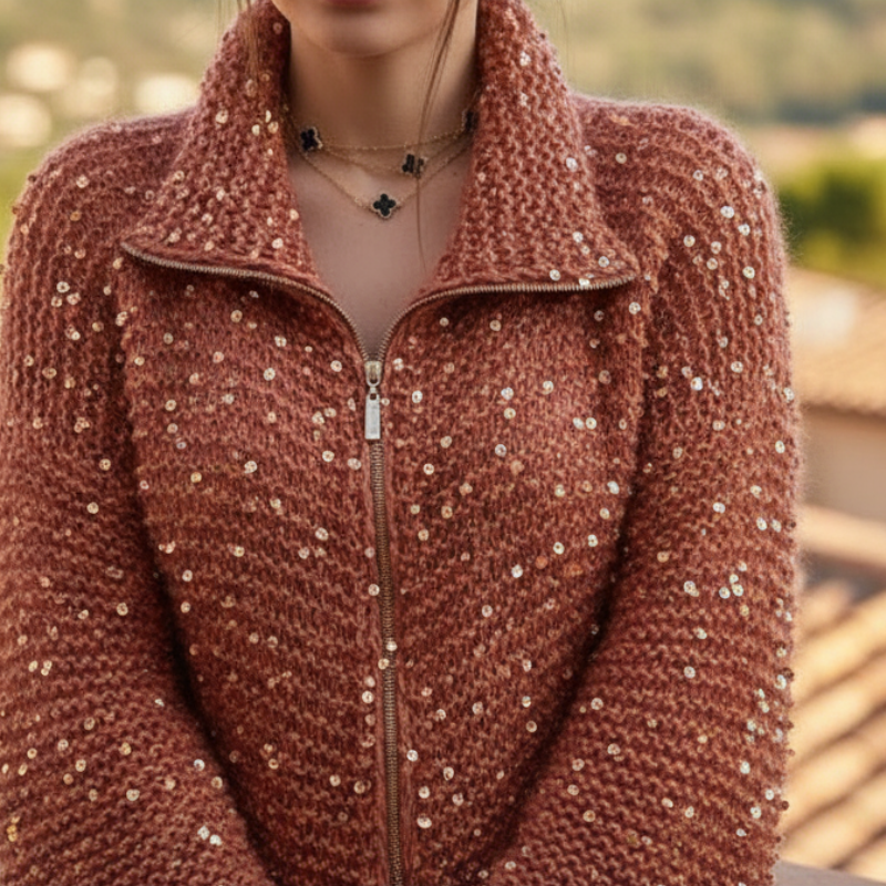 Sol Kardigan Damski – Elegancki Sweter z Cekinami, Wygodny i Wyrafinowany