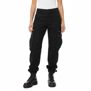 Ainsley Czarne Spodnie Cargo – Bawełna, Styl Casual i Funkcjonalny dla Kobiet