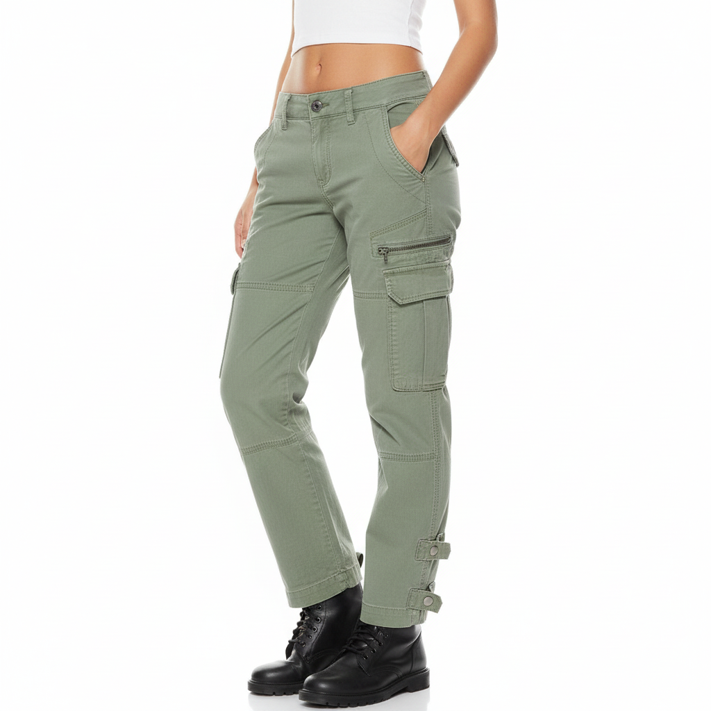 Ainsley Czarne Spodnie Cargo – Bawełna, Styl Casual i Funkcjonalny dla Kobiet