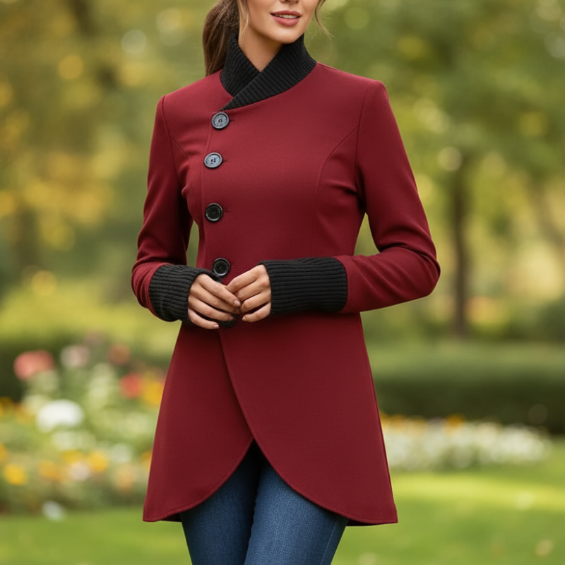 Cindi Płaszcz Damski – Asymetryczny Płaszcz Zimowy, Ciepły i Elegancki dla Codziennego Komfortu