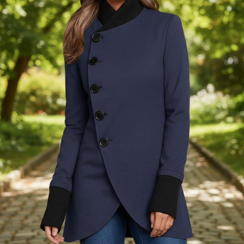 Cindi Płaszcz Damski – Asymetryczny Płaszcz Zimowy, Ciepły i Elegancki dla Codziennego Komfortu