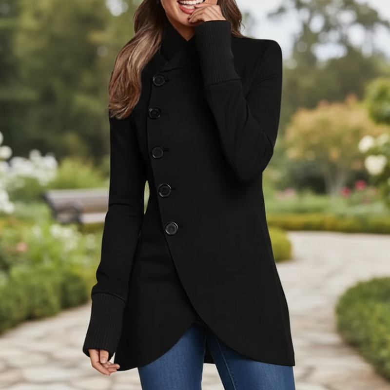 Cindi Płaszcz Damski – Asymetryczny Płaszcz Zimowy, Ciepły i Elegancki dla Codziennego Komfortu