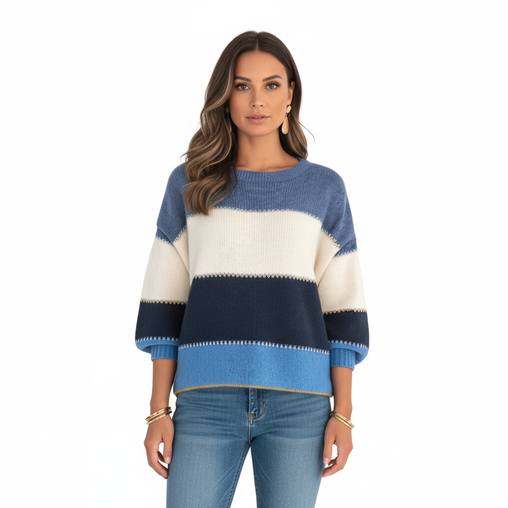 Amelia Sweter Damski w Paski – Wygodna, Ciepła & Elegancka Dzianina o Uniwersalnym Designie