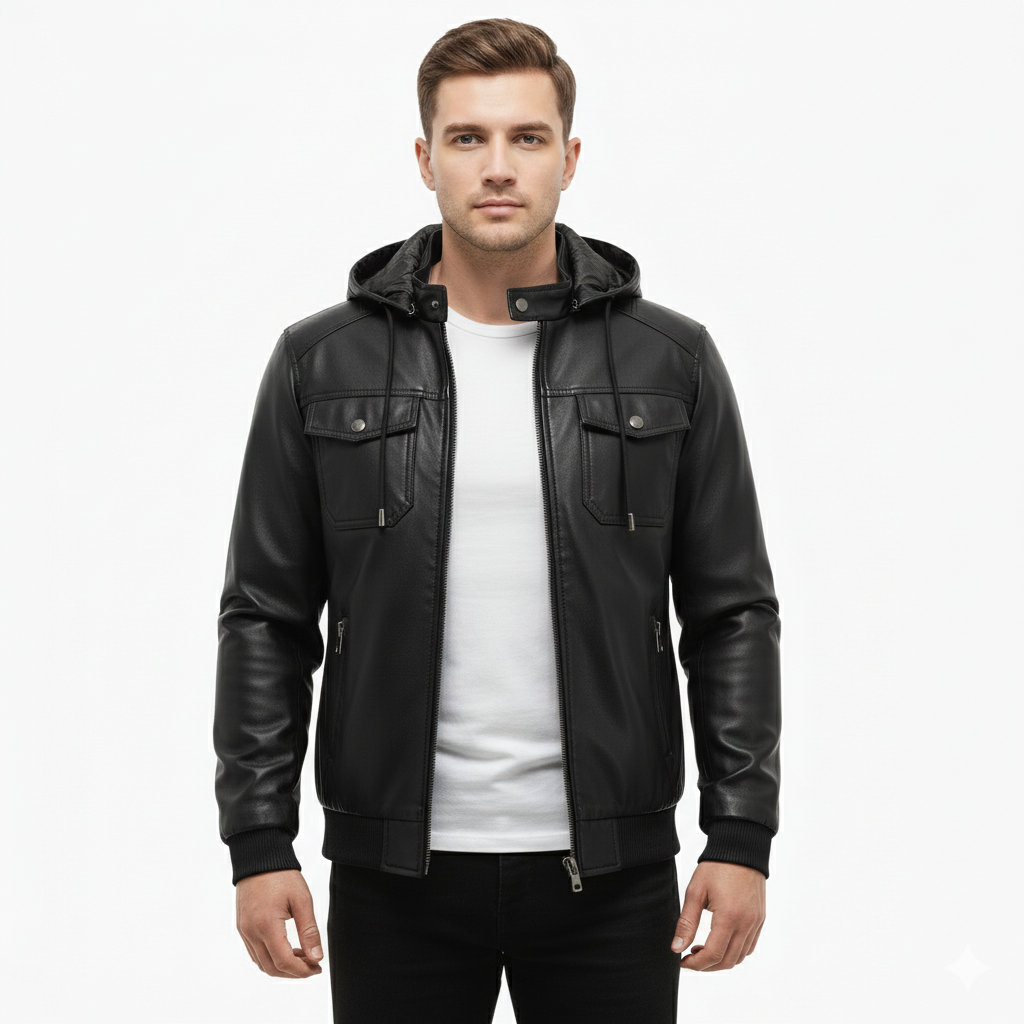 Anthony Kurtka Męska Zimowa ze Skóry z Kapturem – Izolacja Termiczna & Ponadczasowy Styl