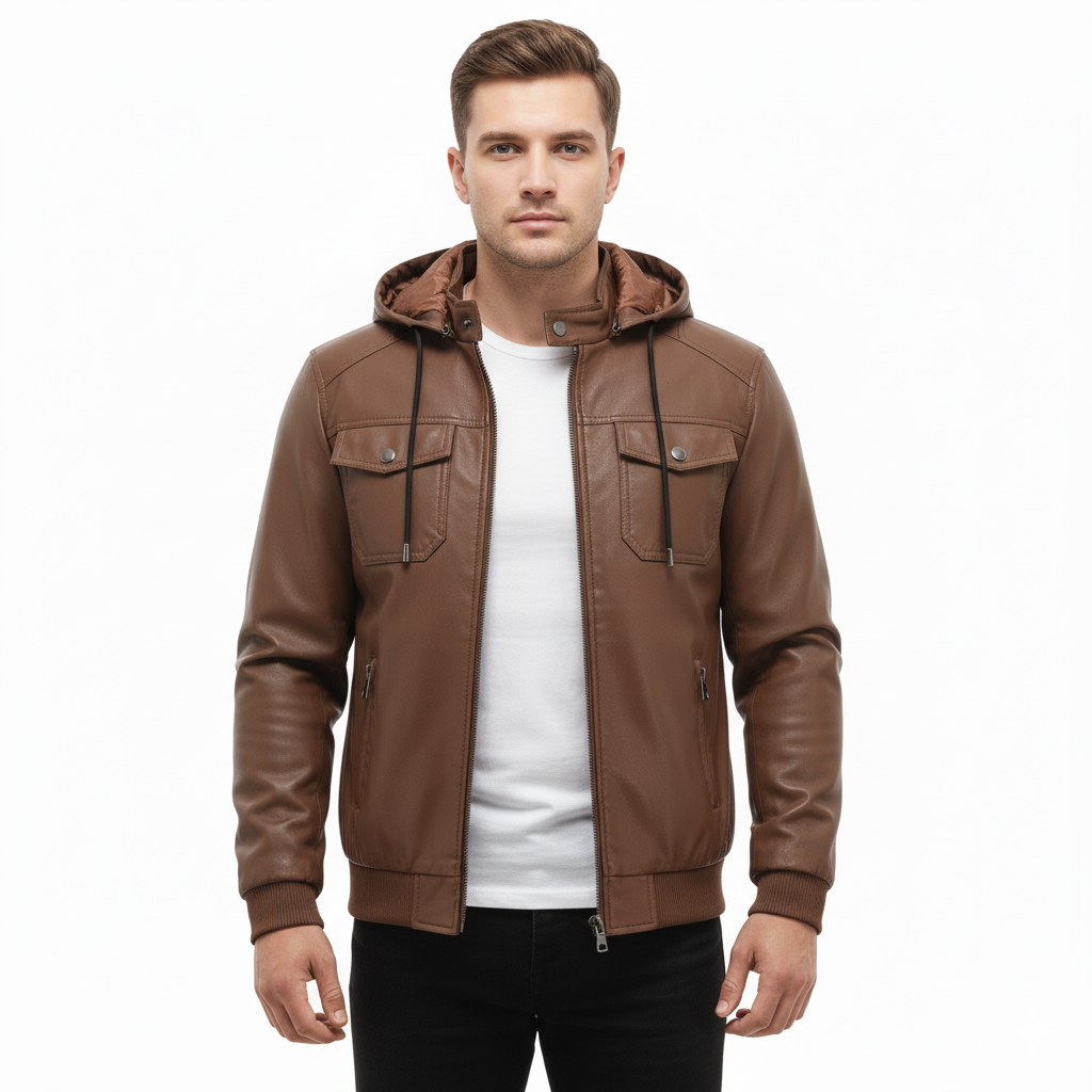 Anthony Kurtka Męska Zimowa ze Skóry z Kapturem – Izolacja Termiczna & Ponadczasowy Styl