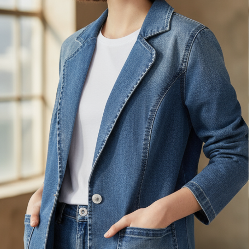 Magdalena Marynarka Damska – Nowoczesna, Elegancka i Uniwersalna Marynarka z Denimu na Każdą Okazję
