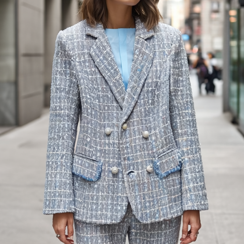 Nataly Marynarka Damska – Elegancka i Nowoczesna Marynarka z Tweedu o Szykownym i Uniwersalnym Stylu