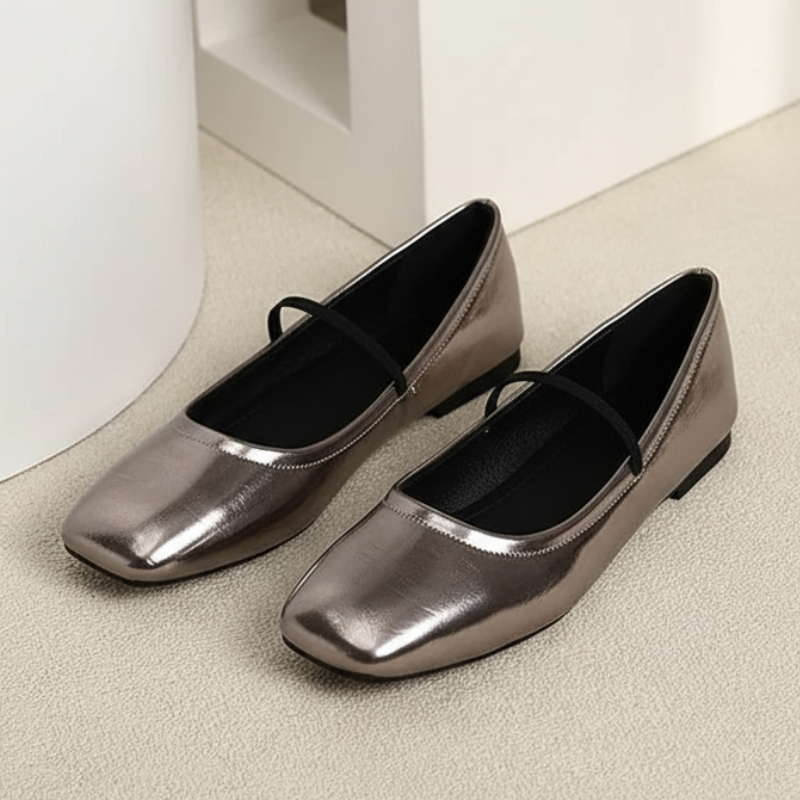 Maggie Baleriny Damskie – Eleganckie i Nowoczesne Metaliczne Buty z Kwadratowym Noskiem