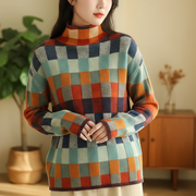 Nicole Luksusowy Sweter Damski – Elegancki Sweter w Kratę z Miękkiego i Wytwornego Kaszmiru