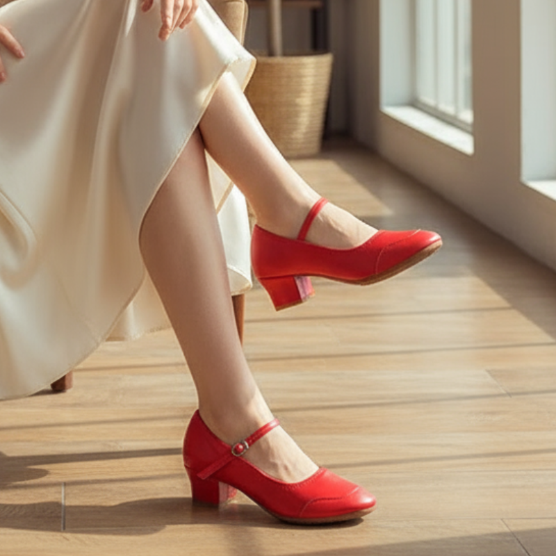 Charlotte Baleriny Damskie – Eleganckie Buty na Niskim Obcasie z Regulowanym i Wygodnym Paskiem