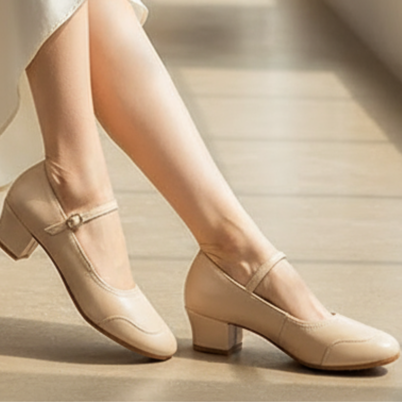 Charlotte Baleriny Damskie – Eleganckie Buty na Niskim Obcasie z Regulowanym i Wygodnym Paskiem