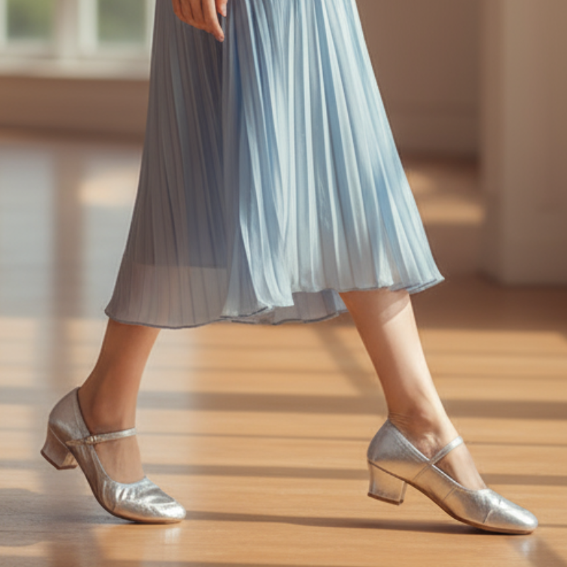 Charlotte Baleriny Damskie – Eleganckie Buty na Niskim Obcasie z Regulowanym i Wygodnym Paskiem