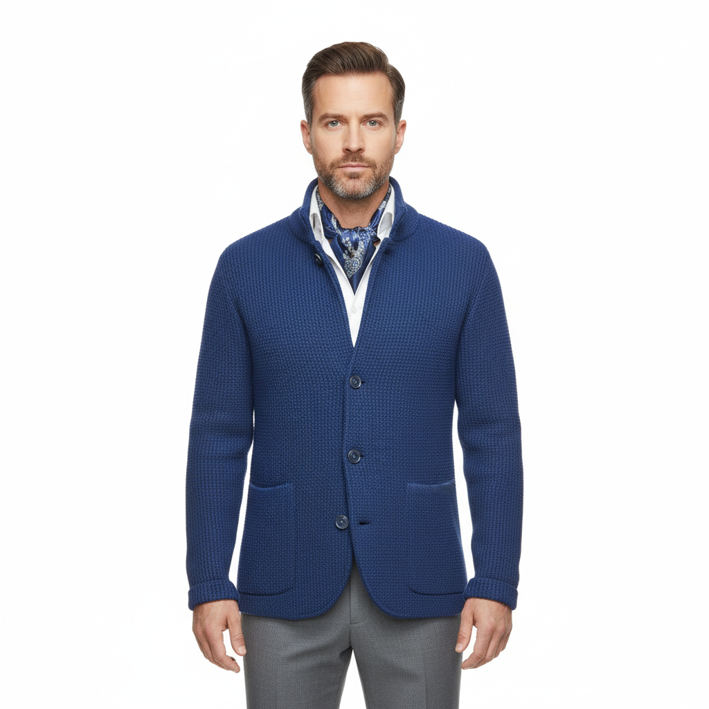 Edward Marynarka Męska Vintage – Elegancki Stójkowy Kołnierz, Długie Rękawy & Ponadczasowy Styl