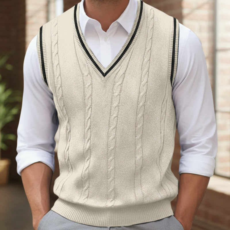 Kyson Sweter Męski – Elegancki i Wygodny Bezrękawnik z Dekoltem w S w Nowoczesnym Stylu