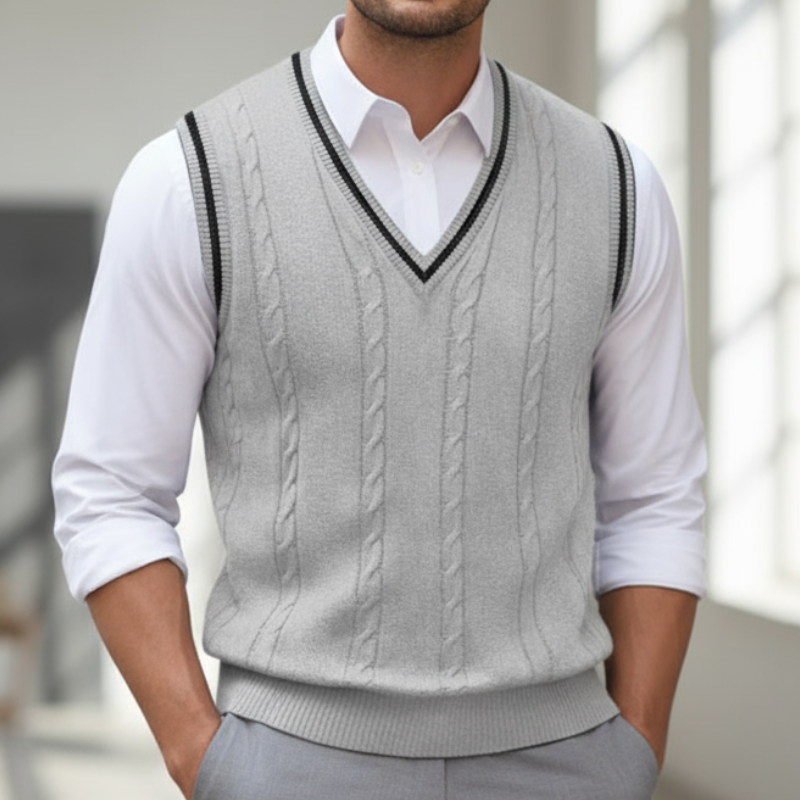 Kyson Sweter Męski – Elegancki i Wygodny Bezrękawnik z Dekoltem w S w Nowoczesnym Stylu