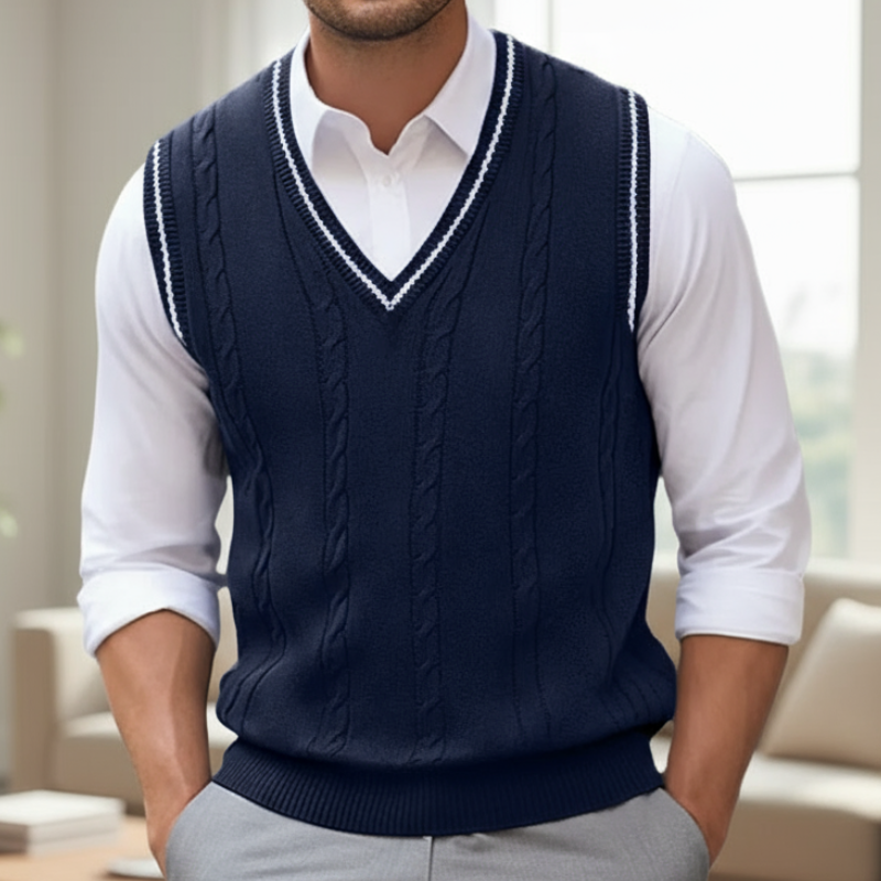 Kyson Sweter Męski – Elegancki i Wygodny Bezrękawnik z Dekoltem w S w Nowoczesnym Stylu